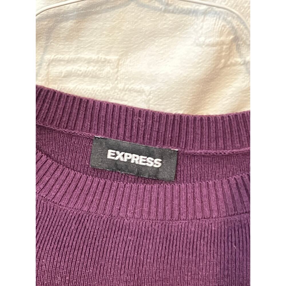 Express Crew Neck Purple Knit Sweater Womans Medium - Picture 3 of 3